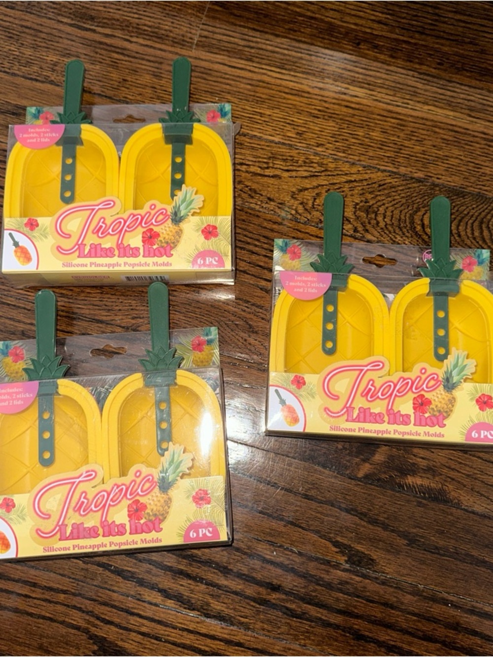LOT OF 3 Tropic Like Its Hot Silicone Pineapple Popsicle Molds Party Luau NEW